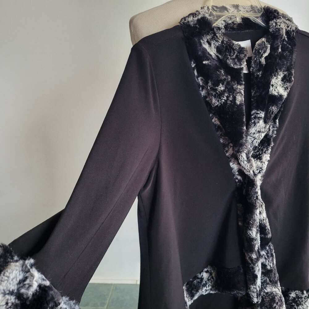 Joseph Ribkoff Faux Fur Wrap Cape Jacket (Size: Small)